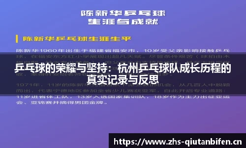 乒乓球的荣耀与坚持:杭州乒乓球队成长历程的真实记录与反思